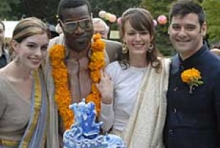 Anne Hathaway as Kym, Tunde Adebimpe as Sidney, Rosemarie DeWitt as Rachel, and Mather Zickel as Kieran