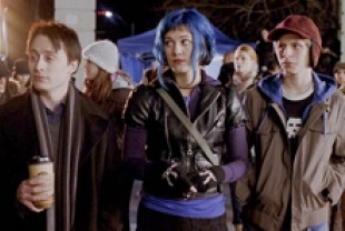 Kieran Culkin as Wallace Wells, Mary Elizabeth Winstead as Ramona Flowers, and Michael Cera as Scott Pilgrim