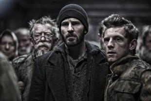 John Hurt as Gilliam, Chris Pine as Curtis, and Jamie Bell as Edgar