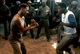 Aldoph Ceasar as Sergeant Vernon and Denzel Washington as Private Melvin