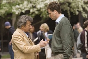 Duston Hoffman as Jules Hilbert and Will Ferrell as Harold Crick