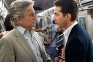 Michael Douglas as Gekko and Shia LaBeouf as Jake Moore
