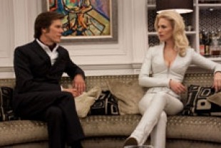 Kevin Bacon as Sebastian Shaw and January Jones as Emma Frost